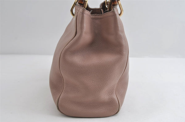Authentic GUCCI Bamboo Shopper Small 2Way Hand Bag Leather 336032 Pink 8598I