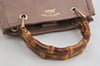 Authentic GUCCI Bamboo Shopper Small 2Way Hand Bag Leather 336032 Pink 8598I