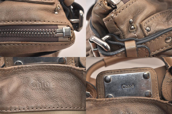 Authentic Chloe Paddington Vintage Leather Shoulder Hand Bag Beige 8598M