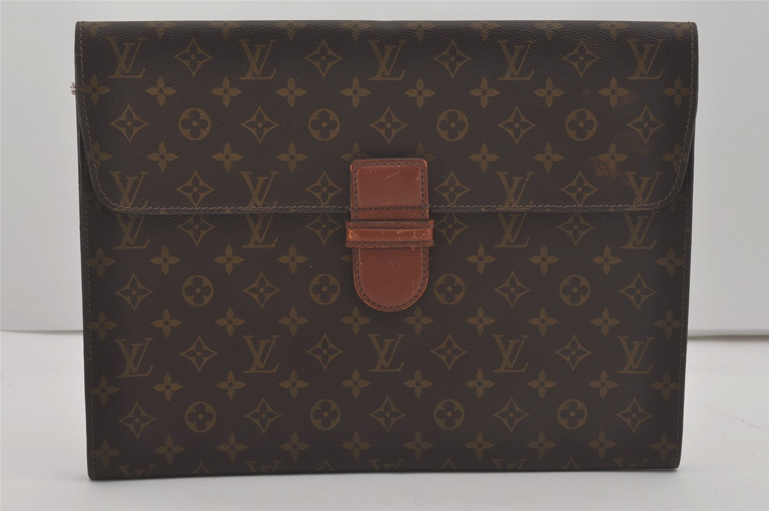 Authentic Louis Vuitton Monogram Poche Ministre Document Case M53445 LV 8599I