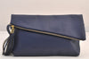 Authentic GIVENCHY Vintage Leather 2Way Shoulder Clutch Bag Purse Blue 8599M