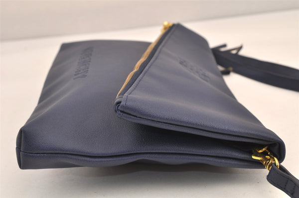 Authentic GIVENCHY Vintage Leather 2Way Shoulder Clutch Bag Purse Blue 8599M