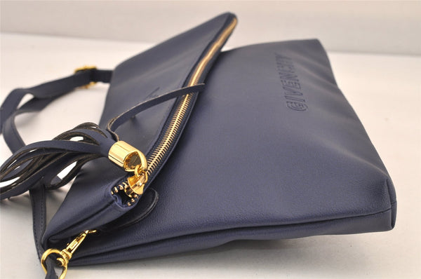 Authentic GIVENCHY Vintage Leather 2Way Shoulder Clutch Bag Purse Blue 8599M