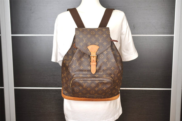 Authentic Louis Vuitton Monogram Montsouris GM Backpack M51135 LV 8600I