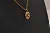 Authentic NINA RICCI Vintage Gold Tone Rhinestone Chain Pendant Necklace  8600J