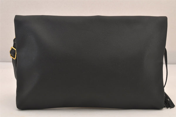 Authentic GIVENCHY Leather 2Way Shoulder Cross Body Clutch Bag Purse Black 8601M