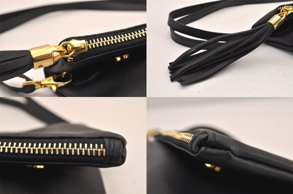 Authentic GIVENCHY Leather 2Way Shoulder Cross Body Clutch Bag Purse Black 8601M