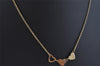 Authentic COACH Heart Motif Rhinestone Chain Pendant Necklace Gold 8602J