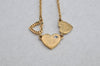 Authentic COACH Heart Motif Rhinestone Chain Pendant Necklace Gold 8602J