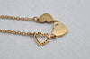 Authentic COACH Heart Motif Rhinestone Chain Pendant Necklace Gold 8602J