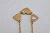 Authentic COACH Heart Motif Rhinestone Chain Pendant Necklace Gold 8602J