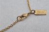 Authentic COACH Heart Motif Rhinestone Chain Pendant Necklace Gold 8602J