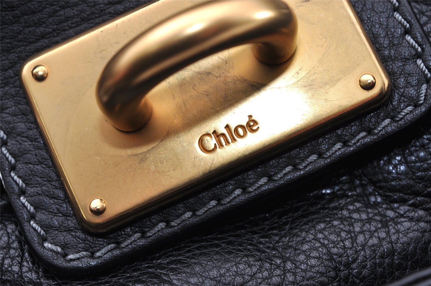 Authentic Chloe Paddington Leather Shoulder Hand Bag Black 8603I