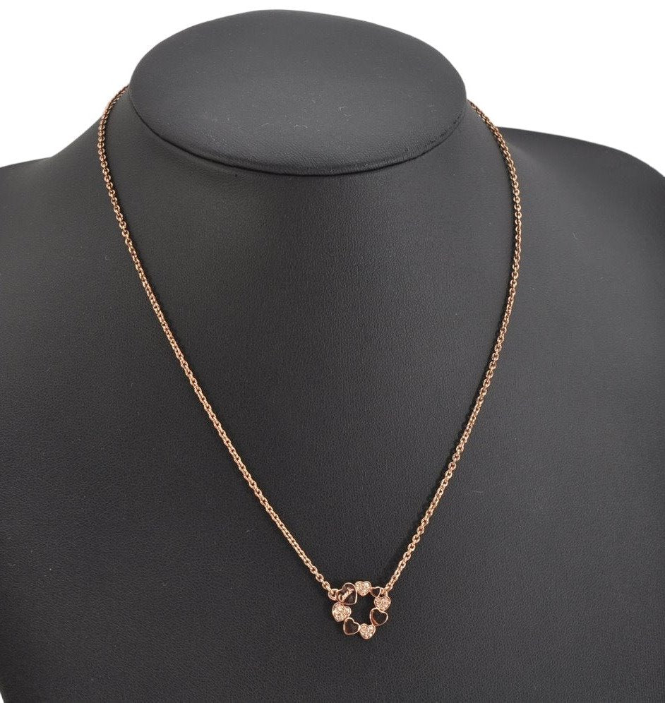 Authentic COACH Vintage Rhinestone Heart Chain Pendant Necklace Pink Gold 8603J