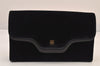 Auth GIVENCHY Vintage Suede Leather Chain Shoulder Hand Bag Purse Black 8603M