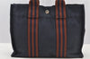 Authentic HERMES Fourre Tout PM Hand Tote Bag Canvas Navy Blue 8604I