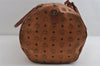 Authentic MCM Visetos Leather Vintage 2Way Traval Boston Bag Brown 8605I