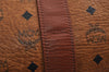 Authentic MCM Visetos Leather Vintage 2Way Traval Boston Bag Brown 8605I