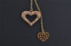 Authentic COACH Vintage Rhinestone Heart Chain Pendant Necklace Gold 8605J