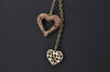 Authentic COACH Vintage Rhinestone Heart Chain Pendant Necklace Gold 8605J