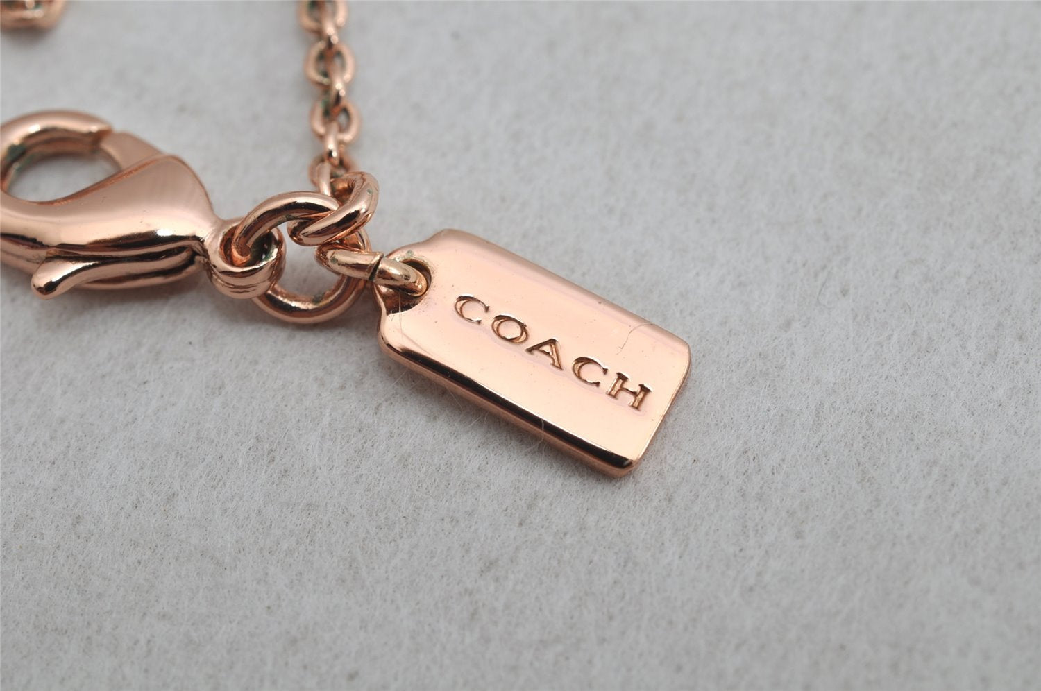 Authentic COACH Rhinestone Chain Pendant Necklace Pink Gold 8606J