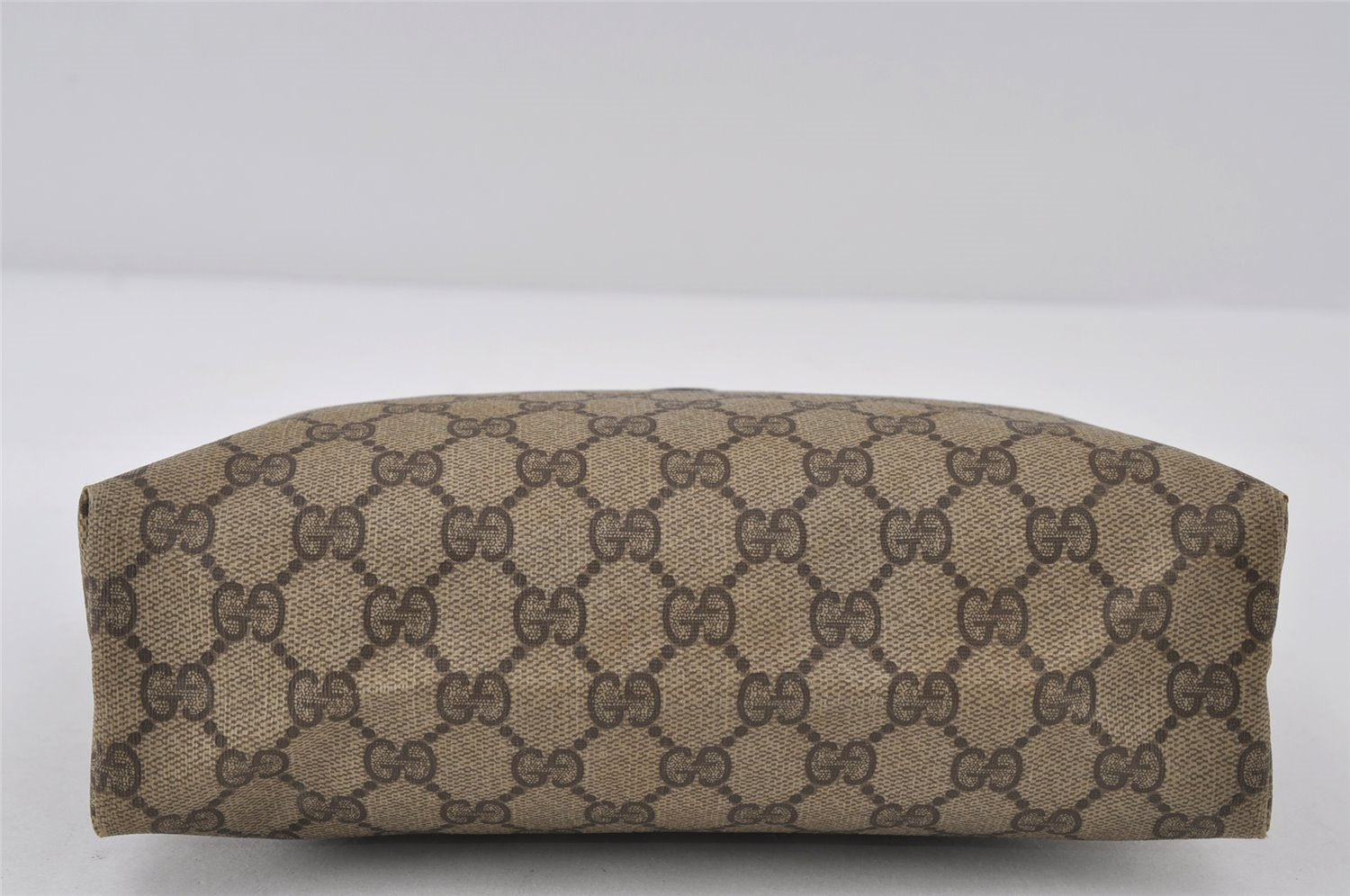 Authentic GUCCI Vintage Clutch Hand Bag Purse GG PVC Leather Brown 8607I