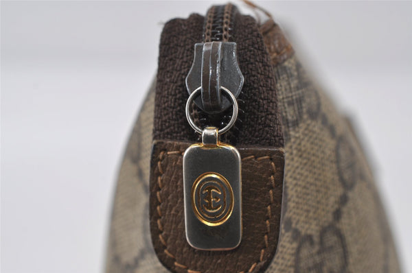 Authentic GUCCI Vintage Clutch Hand Bag Purse GG PVC Leather Brown 8607I