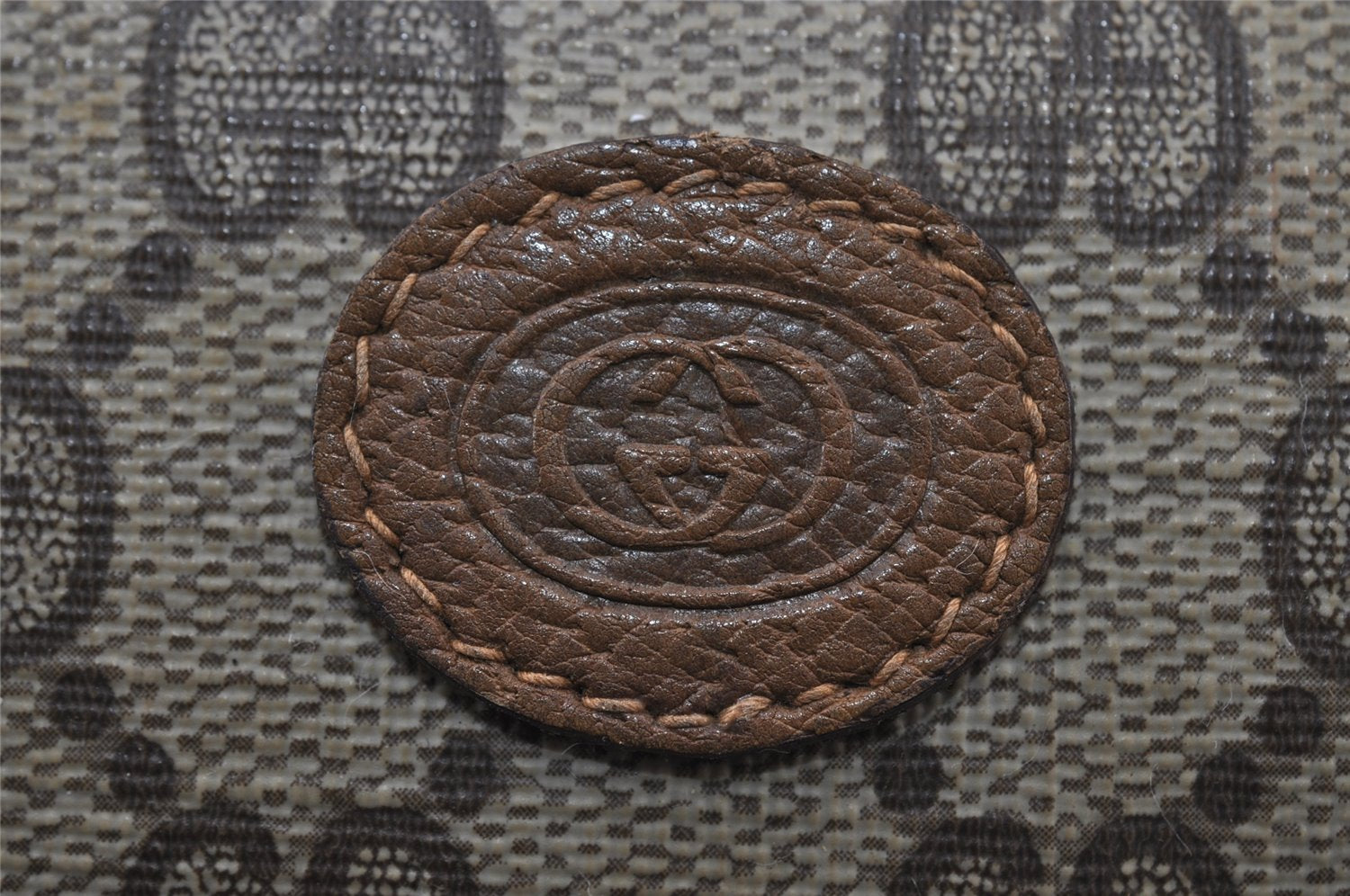 Authentic GUCCI Vintage Clutch Hand Bag Purse GG PVC Leather Brown 8607I