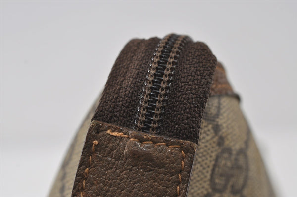 Authentic GUCCI Vintage Clutch Hand Bag Purse GG PVC Leather Brown 8607I