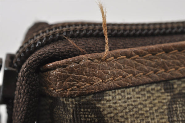 Authentic GUCCI Vintage Clutch Hand Bag Purse GG PVC Leather Brown 8607I