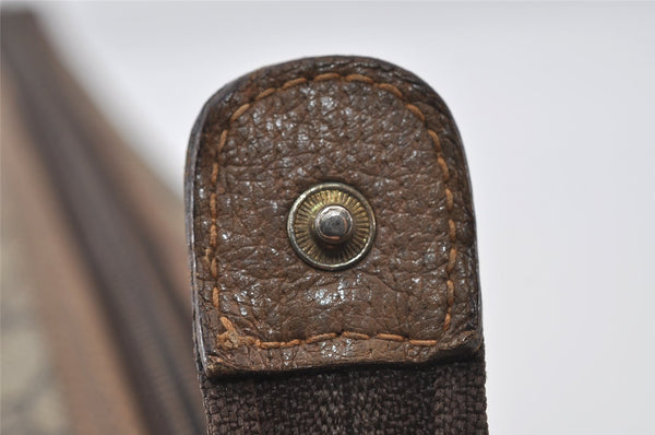 Authentic GUCCI Vintage Clutch Hand Bag Purse GG PVC Leather Brown 8607I