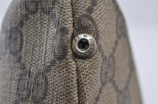 Authentic GUCCI Vintage Clutch Hand Bag Purse GG PVC Leather Brown 8607I