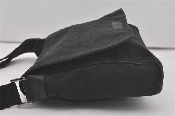 Authentic GUCCI Shoulder Cross Body Bag GG Canvas Leather 146236 Black 8608I