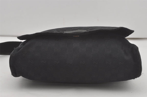 Authentic GUCCI Shoulder Cross Body Bag GG Canvas Leather 146236 Black 8608I