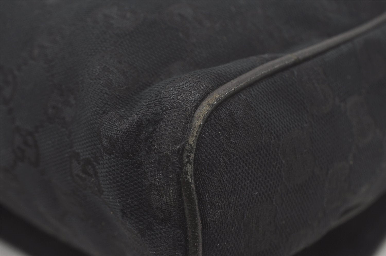 Authentic GUCCI Shoulder Cross Body Bag GG Canvas Leather 146236 Black 8608I