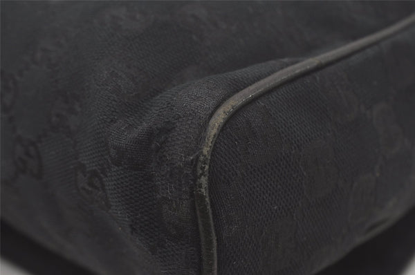 Authentic GUCCI Shoulder Cross Body Bag GG Canvas Leather 146236 Black 8608I