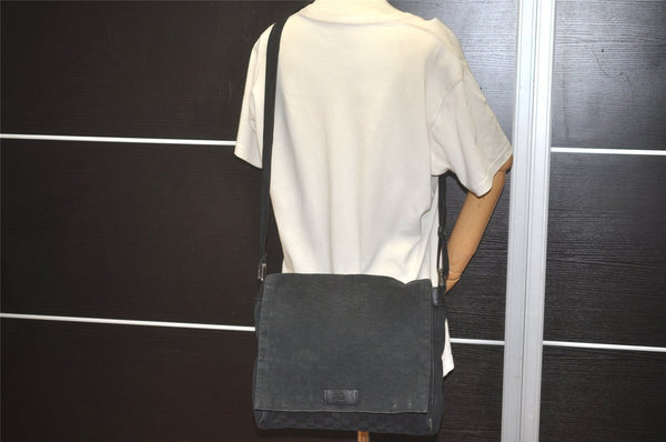 Authentic GUCCI Shoulder Cross Body Bag GG Canvas Leather 146236 Black 8608I