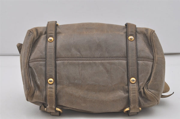 Authentic MIU MIU Ribbon Leather 2Way Shoulder Hand Bag Purse Brown 8609I