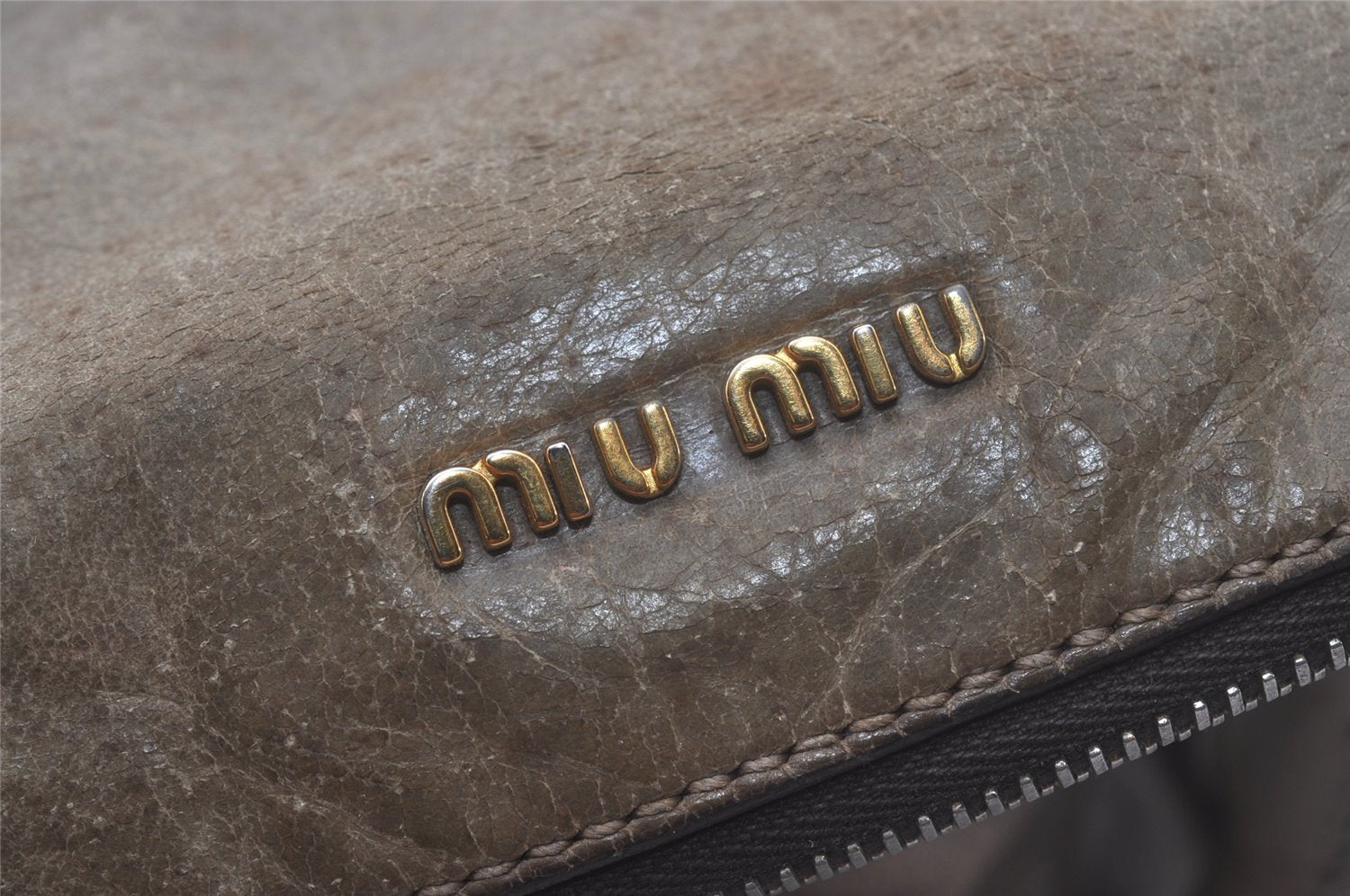 Authentic MIU MIU Ribbon Leather 2Way Shoulder Hand Bag Purse Brown 8609I