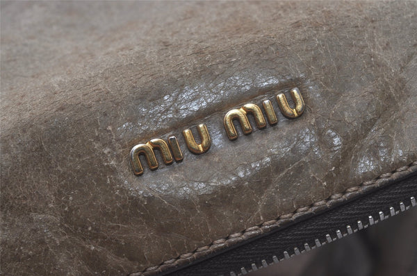 Authentic MIU MIU Ribbon Leather 2Way Shoulder Hand Bag Purse Brown 8609I
