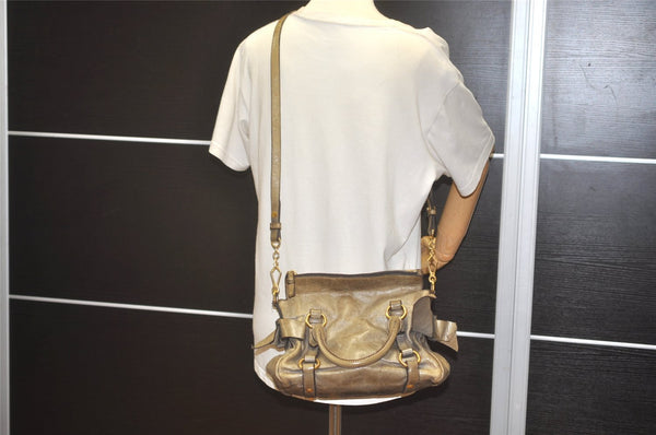 Authentic MIU MIU Ribbon Leather 2Way Shoulder Hand Bag Purse Brown 8609I