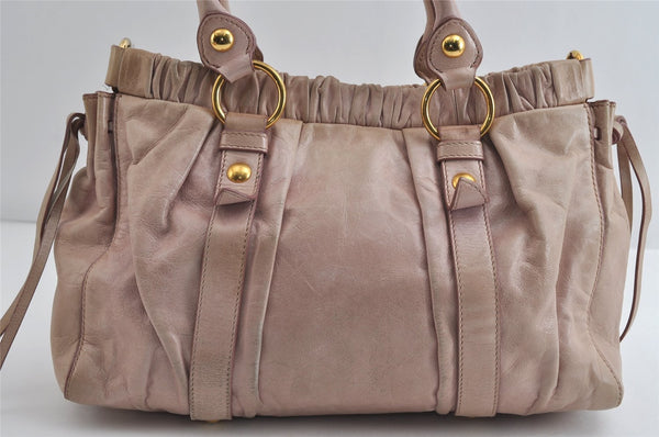 Authentic MIU MIU Vintage Leather 2Way Shoulder Hand Tote Bag Purse Pink 8610I