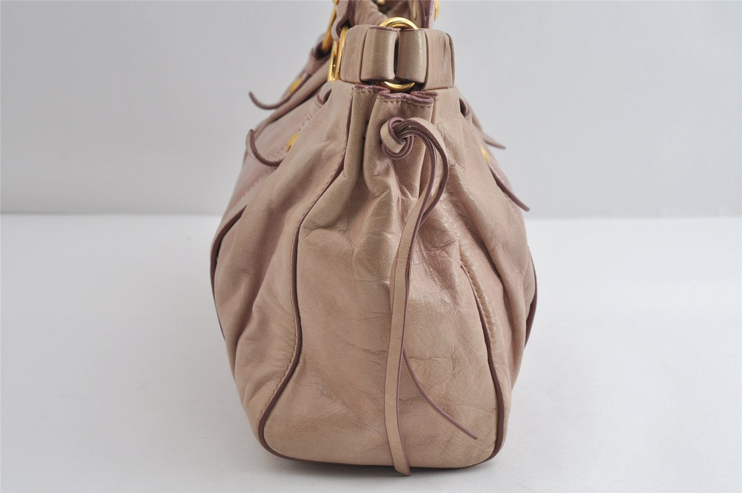 Authentic MIU MIU Vintage Leather 2Way Shoulder Hand Tote Bag Purse Pink 8610I