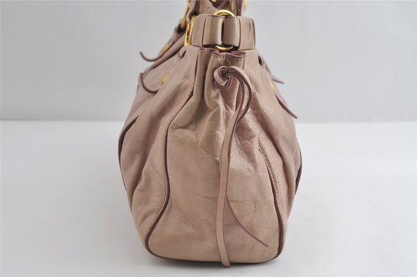 Authentic MIU MIU Vintage Leather 2Way Shoulder Hand Tote Bag Purse Pink 8610I