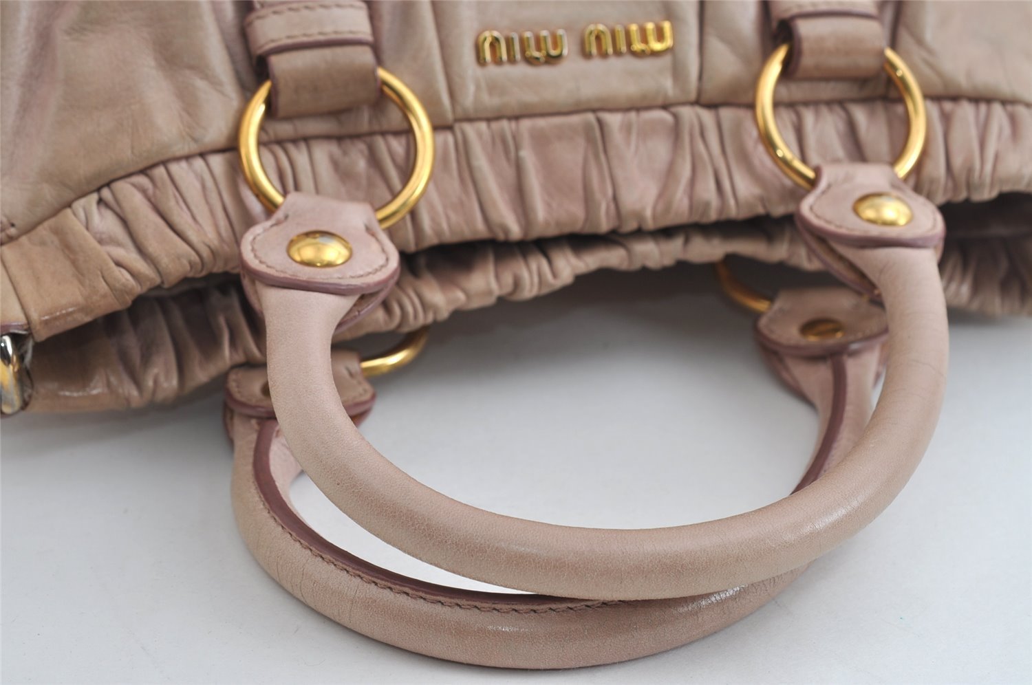 Authentic MIU MIU Vintage Leather 2Way Shoulder Hand Tote Bag Purse Pink 8610I