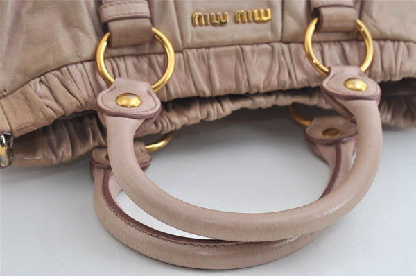Authentic MIU MIU Vintage Leather 2Way Shoulder Hand Tote Bag Purse Pink 8610I