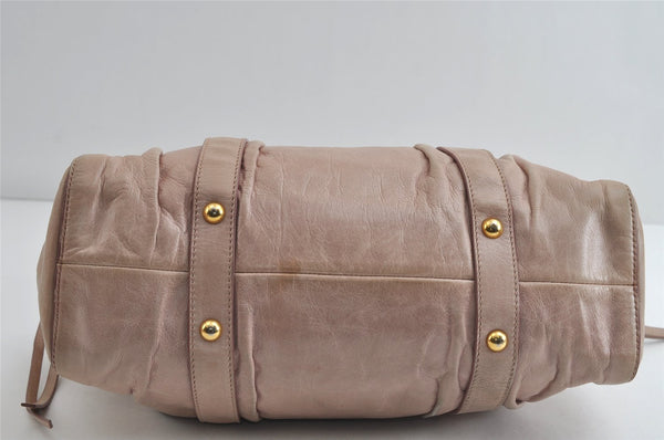 Authentic MIU MIU Vintage Leather 2Way Shoulder Hand Tote Bag Purse Pink 8610I