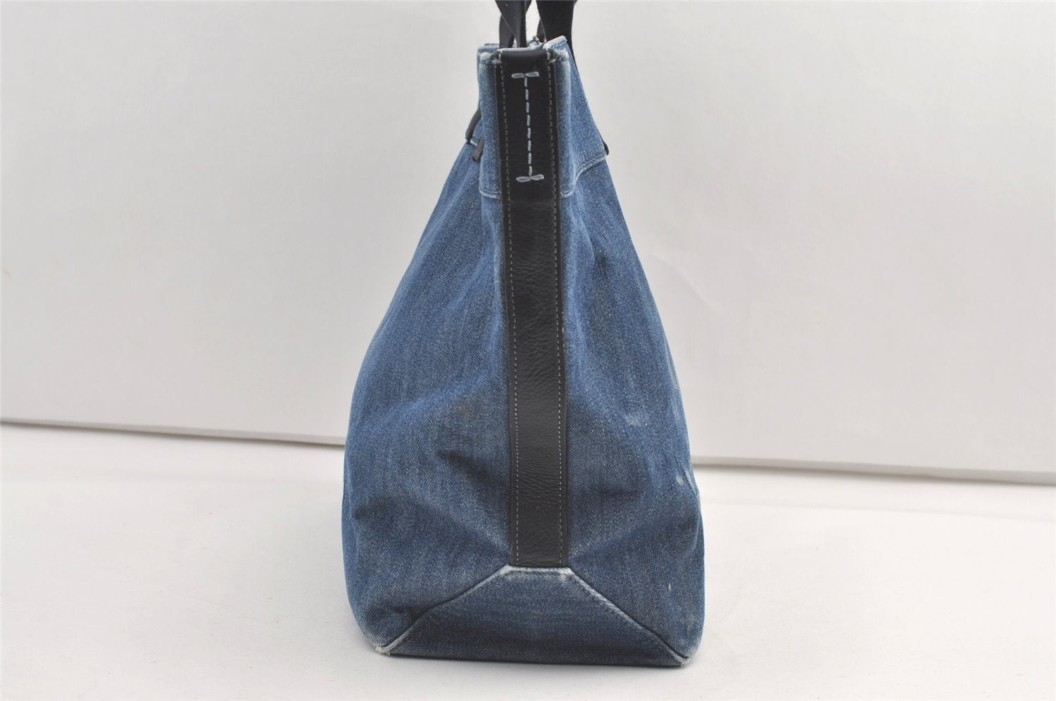 Authentic COACH Vintage Shoulder Tote Bag Denim Leather F67415 Blue 8611J