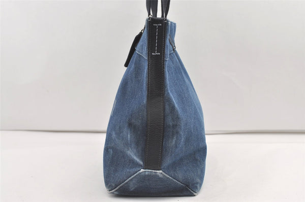 Authentic COACH Vintage Shoulder Tote Bag Denim Leather F67415 Blue 8611J