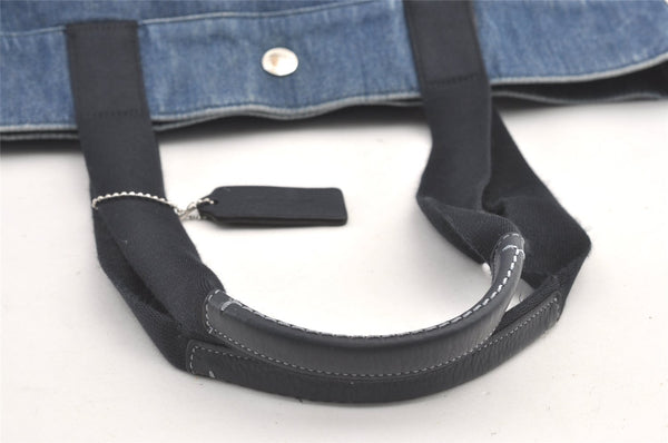 Authentic COACH Vintage Shoulder Tote Bag Denim Leather F67415 Blue 8611J